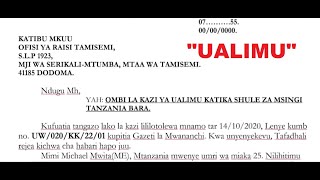 BARUA YA KUOMBA KAZI YA UALIMU