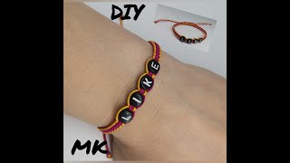 МК плетеный браслет из двух цветов / красная нить / DIY