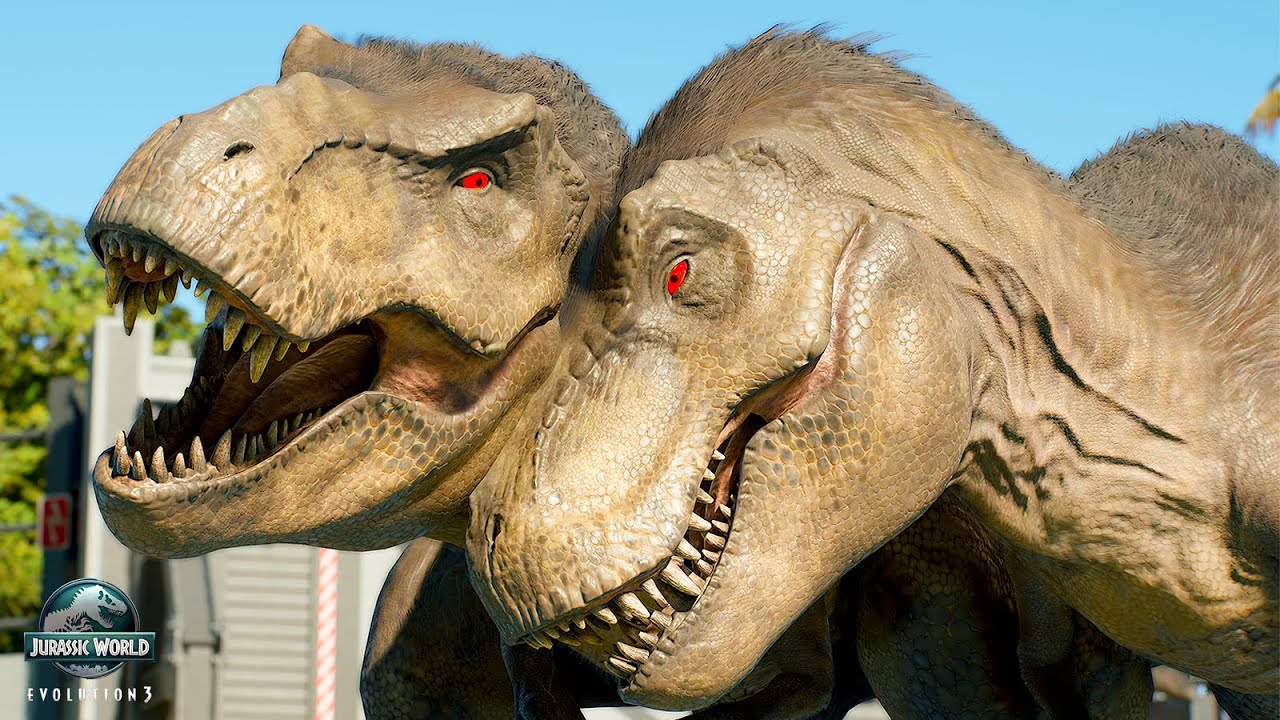 2 TYRANNOSAURUS-REX VS ALL LARGE & MEDIUM DINOSAURS IN HAWAII MAP – JURASSIC WORLD EVOLUTION 3