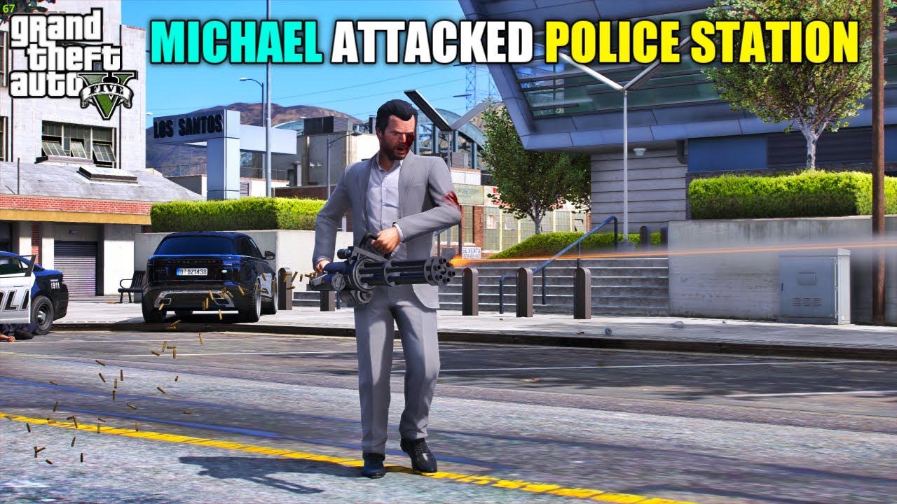 GTA 5 : MICHAEL ATTACK LOS SANTOS POLICE STATION - YouTube