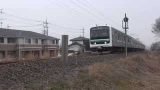 水戸線E501系756M 旧山川街道踏切にて 2014/2/27