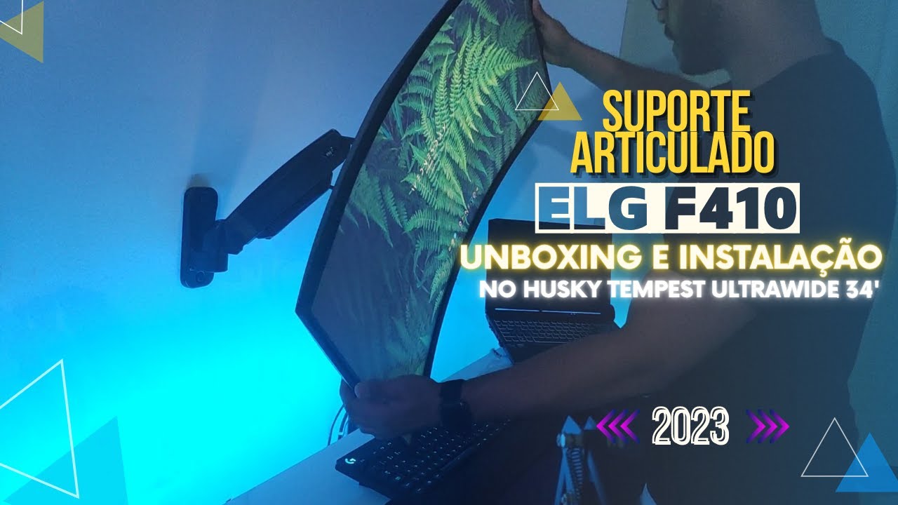 ✔️Suporte articulado ELG F410 unboxing e Instalação no Monitor Husky 34 ultrawide