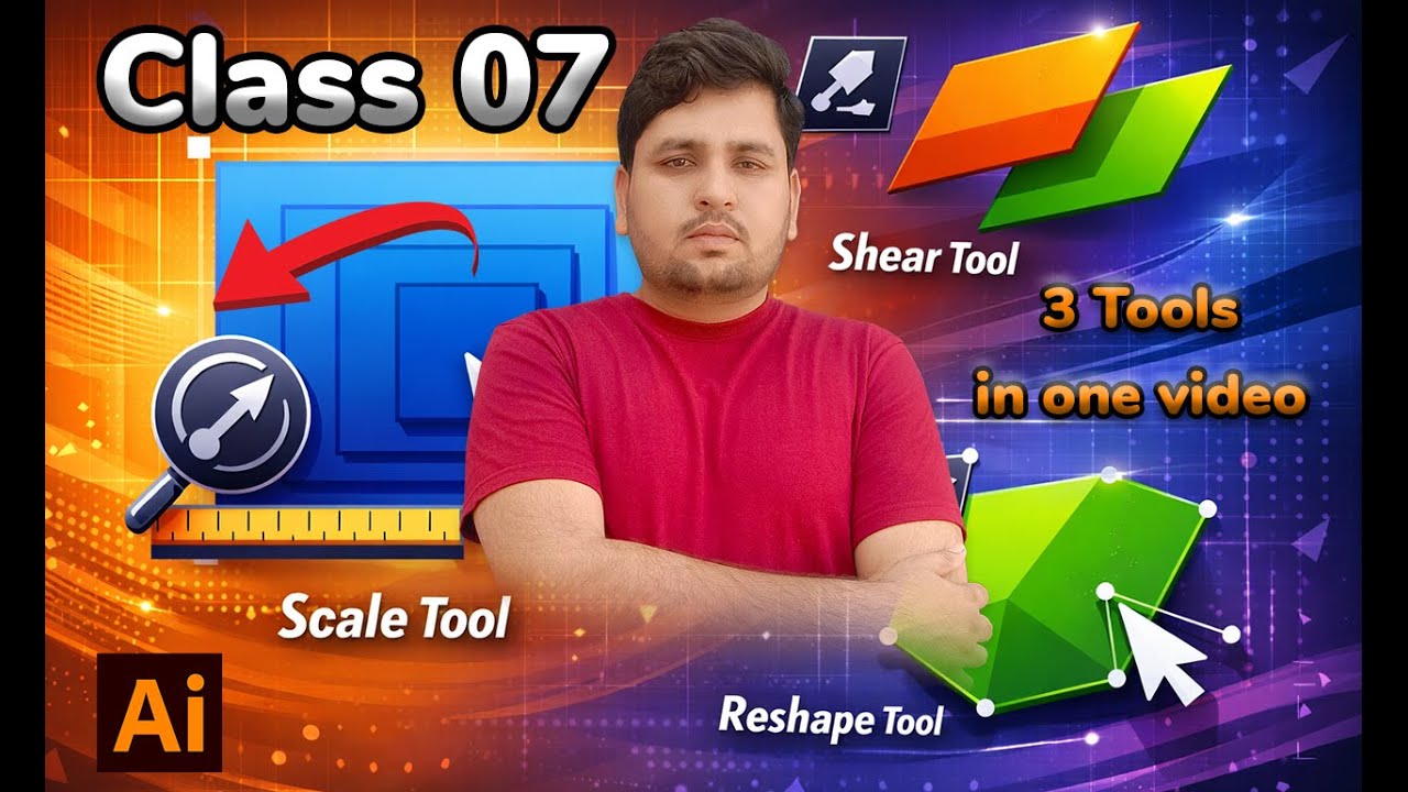 Master Scale, Shear & Reshape Tools in Adobe Illustrator | Urdu Tutorial | CLASS 07