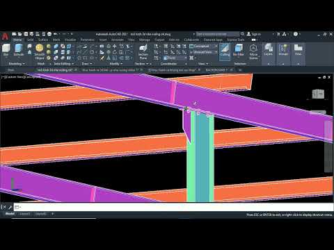 Video Vẽ Autocad 3D kết cấu thép kèo xà gồ nhà xưởng - bài 2 - youtube