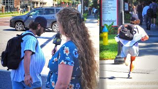 Kamala Fanboy Literally RUNS AWAY!