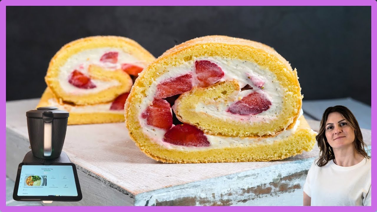 Biskuitrolle in Rekordzeit! | Erdbeere Cheesecake 🍓