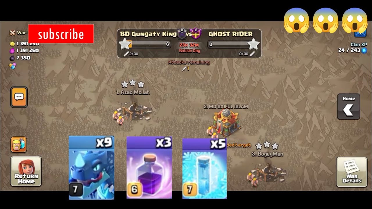 114 win War attack game play video clash of clans 