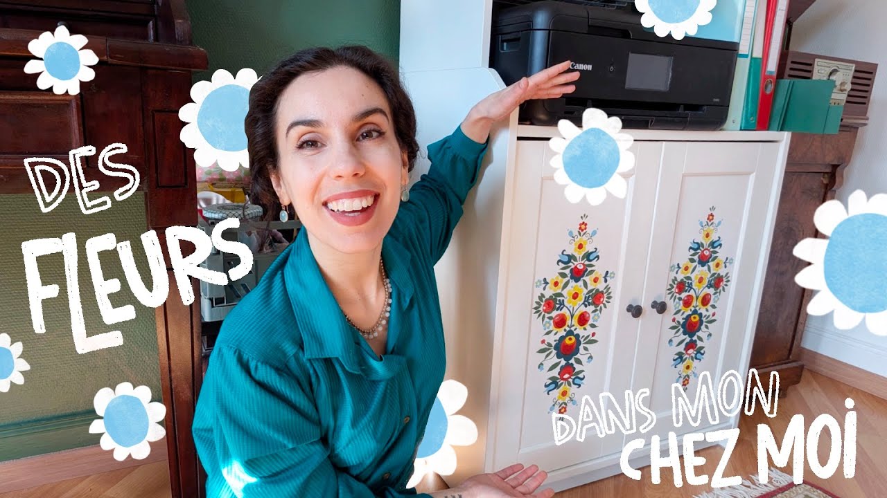 En attendant le printemps - Je peins des fleurs sur mon meuble blanc