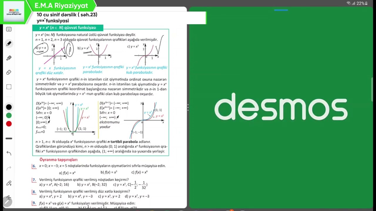10 cu sinif dərslik  y=x^n funksiyası. səh.  23