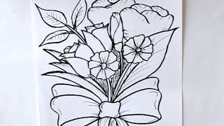 Cómo dibujar un Ramo de Flores Dibuja Conmigo Dibujos de Flores