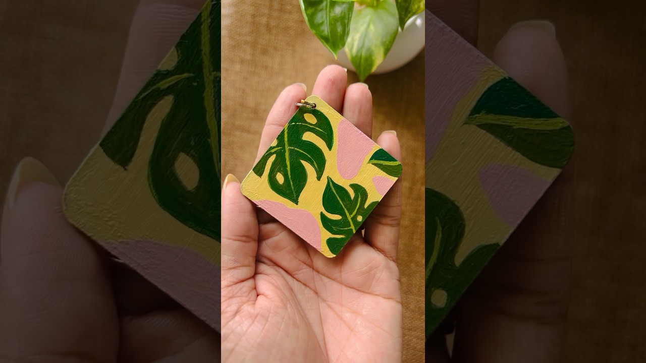 Boho keychain painting | Monstera | 