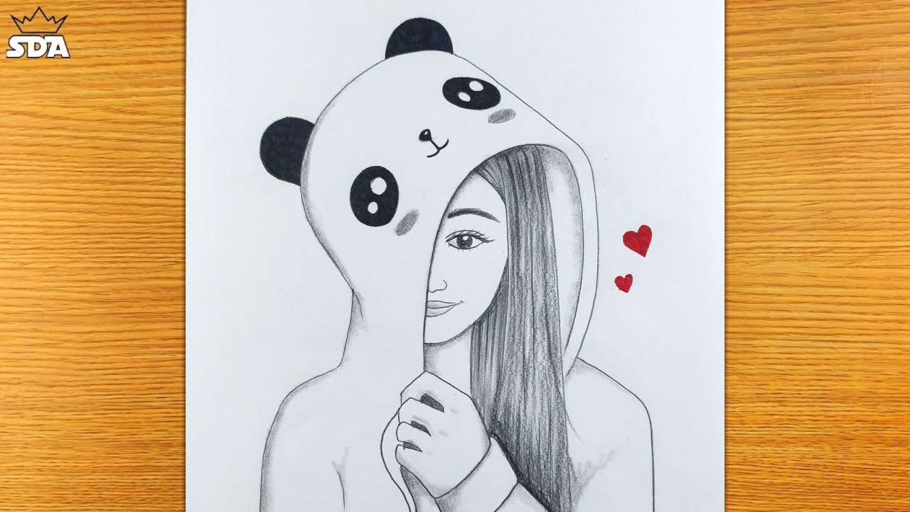 anime girl with panda hoodie