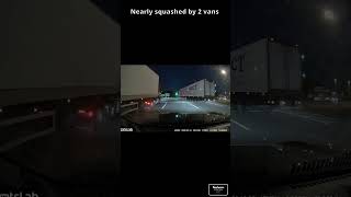 Nearly Squashed By 2 HGVs - Dashcam UK Road Rage, Bad Drivers