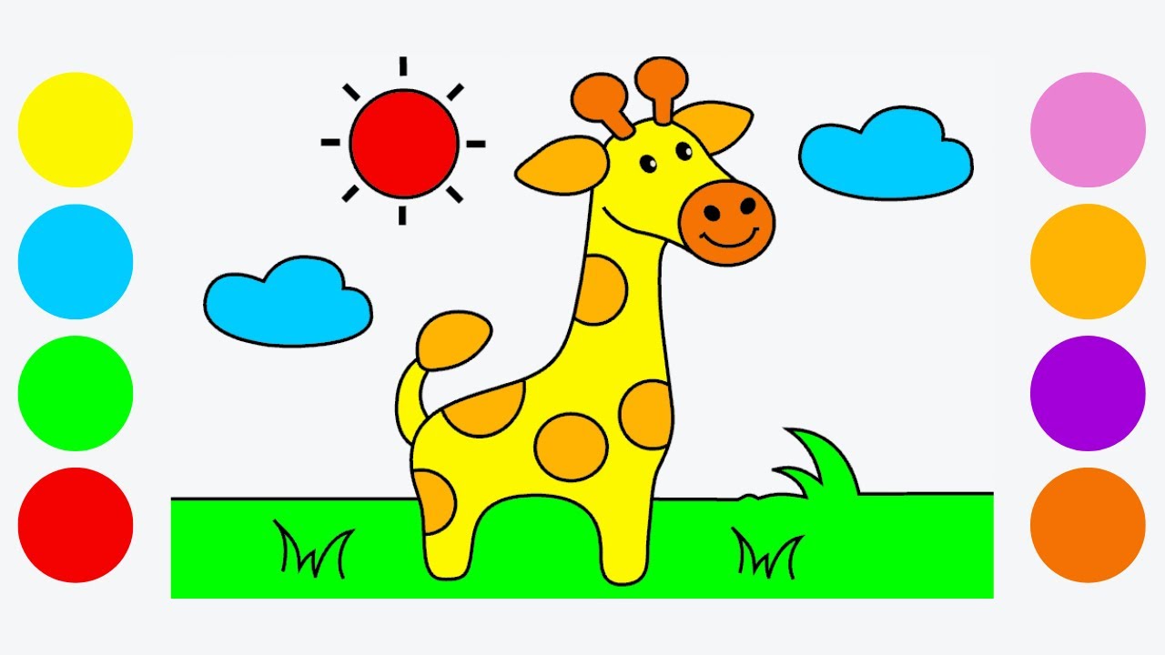 Coloring A Giraffe For Kids | Learn Colors For Toddlers | Sunshine ...