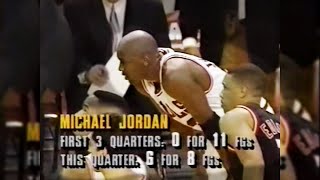 Michael Jordan 0 for 11 First 3 Qtrs, Then Put On a Show in 4th! Bulls Amazing 15 pts Comeback!