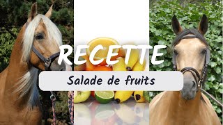Préparation salade de fruits pour chevaux.