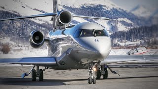 Falcon 7X Takeoff at St.Moritz Engadin Airport 16.02.2025 #FA7X