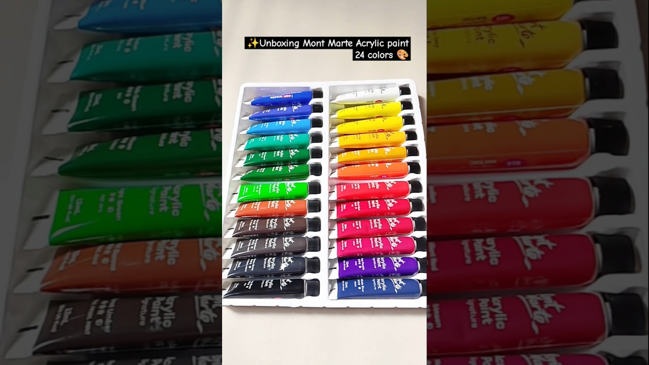 Unboxing Mont Marte Acrylic paint 24 colors 🎨