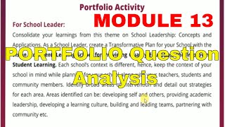 MODULE 13 PORTFOLIO Question Analysis NISHTHA Training