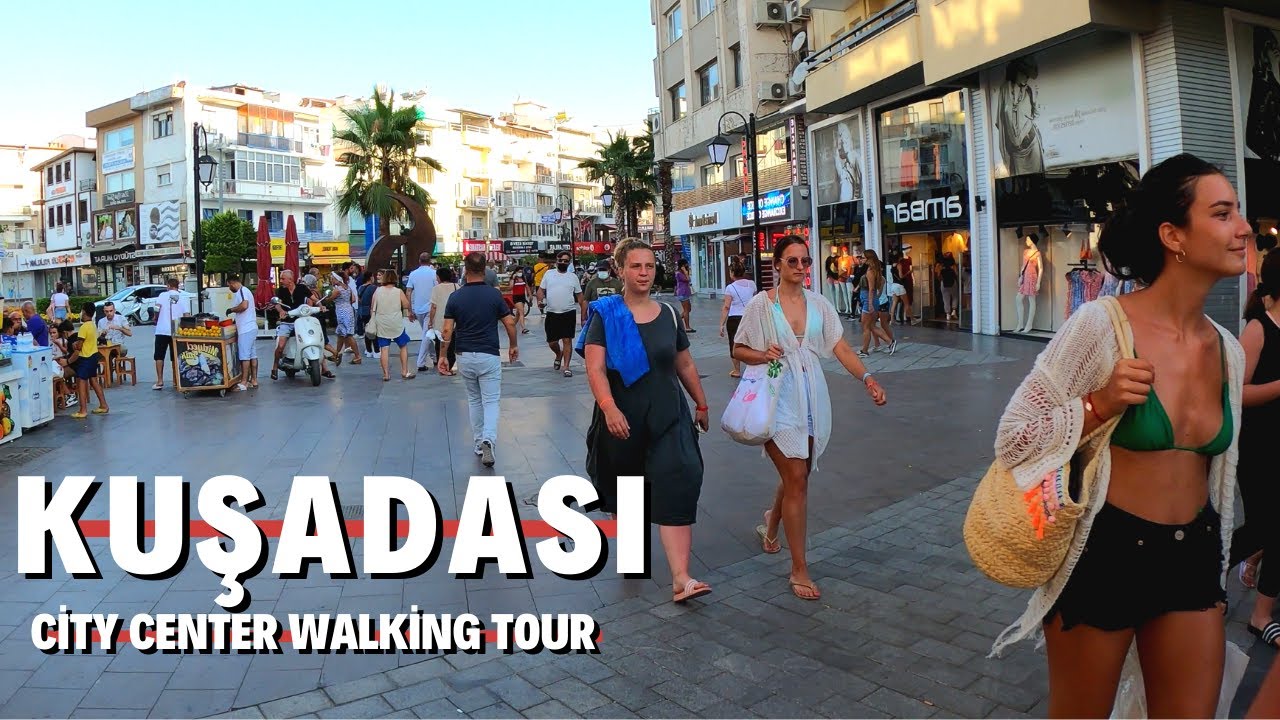 Kuşadası City Center Walking Tour l July 2021 Turkey [4K HDR]