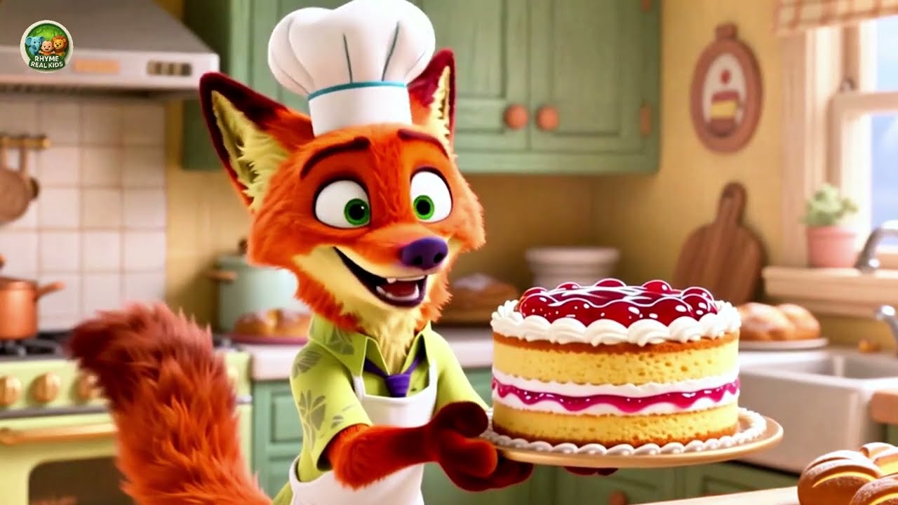 The Baby Fox Baking the Cake | Fun Baking Song for Kids | Nursery Rhymes in English