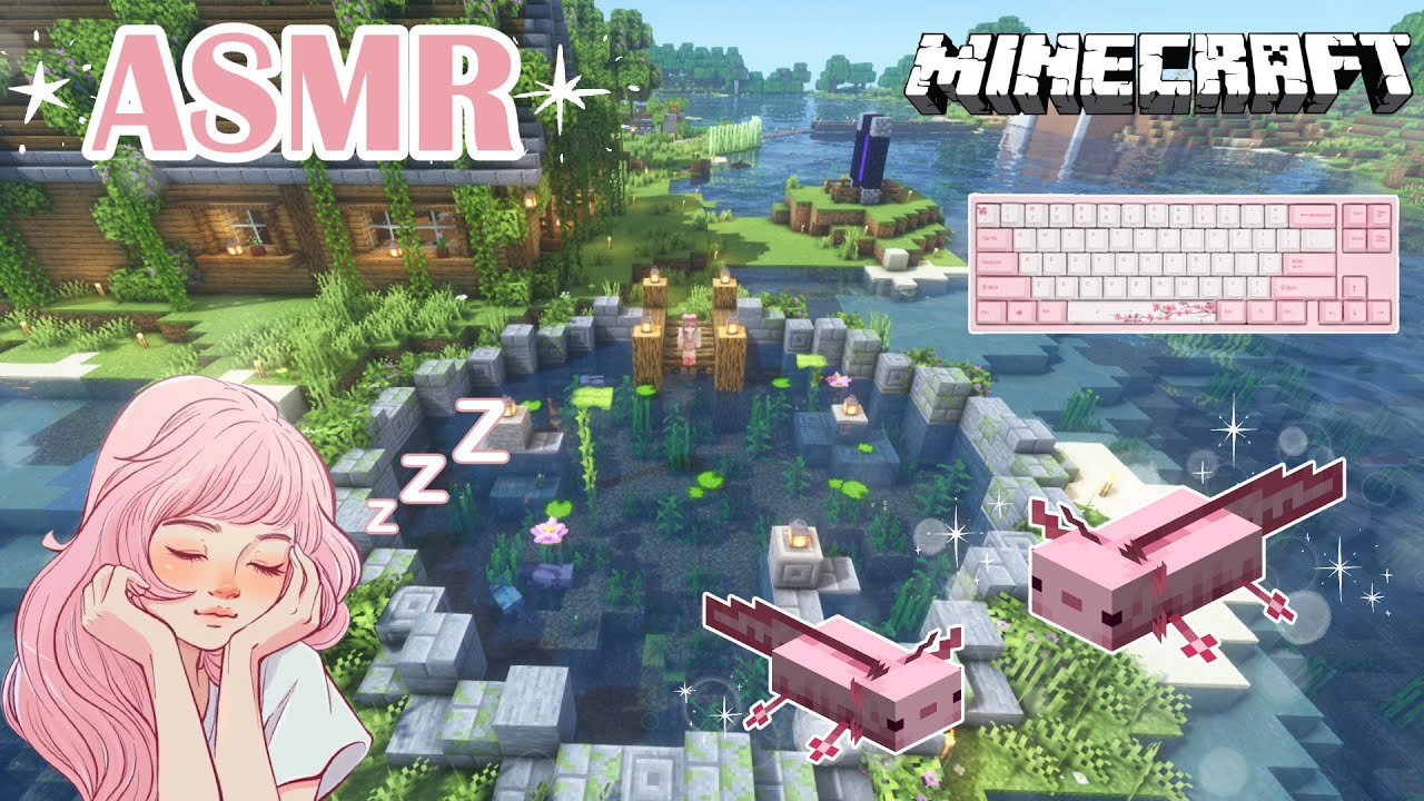 ASMR | Minecraft ♡ - Axolotl Pond Build 🌸 | Whispered and keyboard sounds 💕