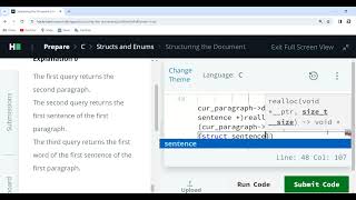 Hackerrank On c with Structuting the Document Part 3