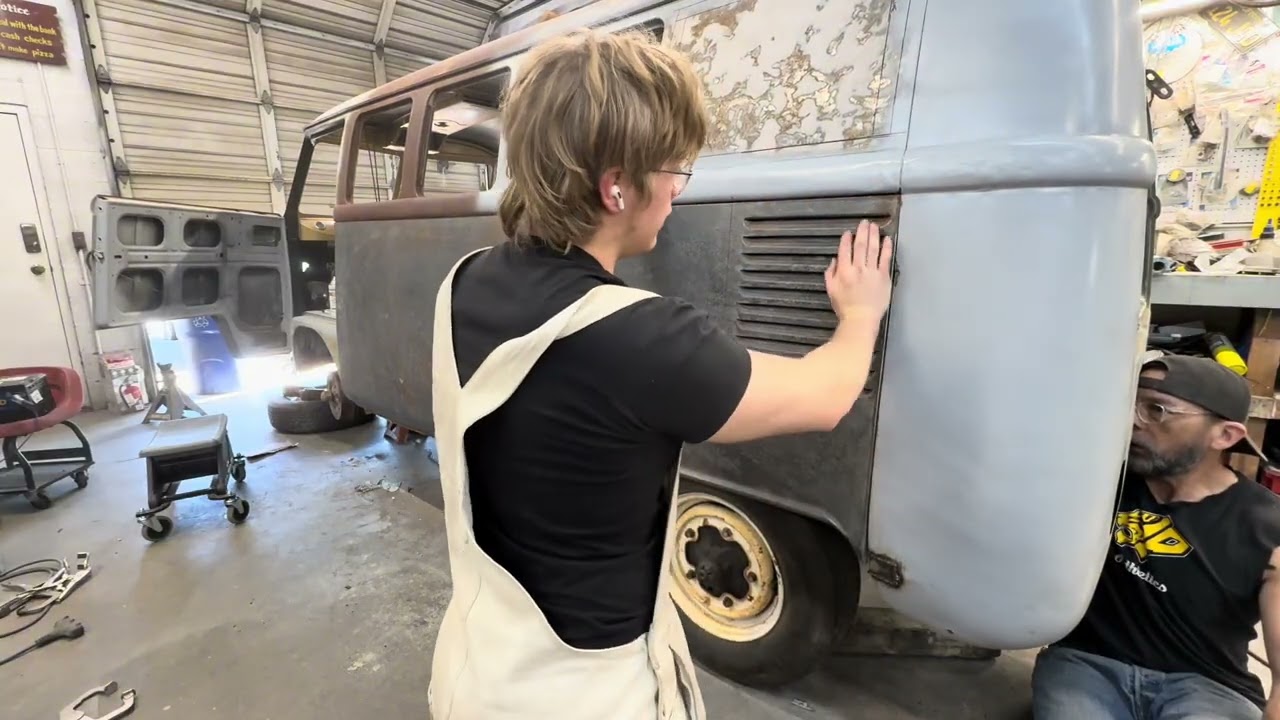 1966 VW Bus metal repair, long panel