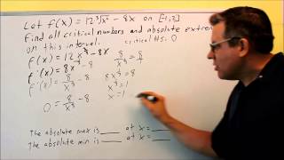 Finding the Critical Numbers and Absolute Extrema (Rational Exponent)