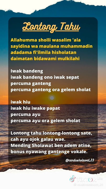 lirik sholawat lontong tahu ono lontong sate