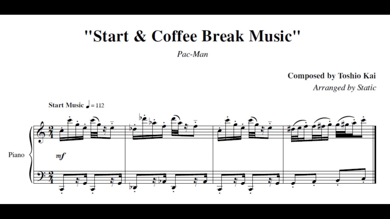 Start & Coffee Break Music - Pac-Man Piano Sheet Music