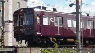 2014.10.07 阪急 5300系5324F 普通高槻市行き発車 3300系3318F 準急梅田行き通過 相川駅 阪急電車 阪急電鉄