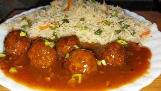 Veg Manchurian Gravy With Veg Fried Ricebest Indo Chinese Restaurant Style Manchurian Gravy Rice