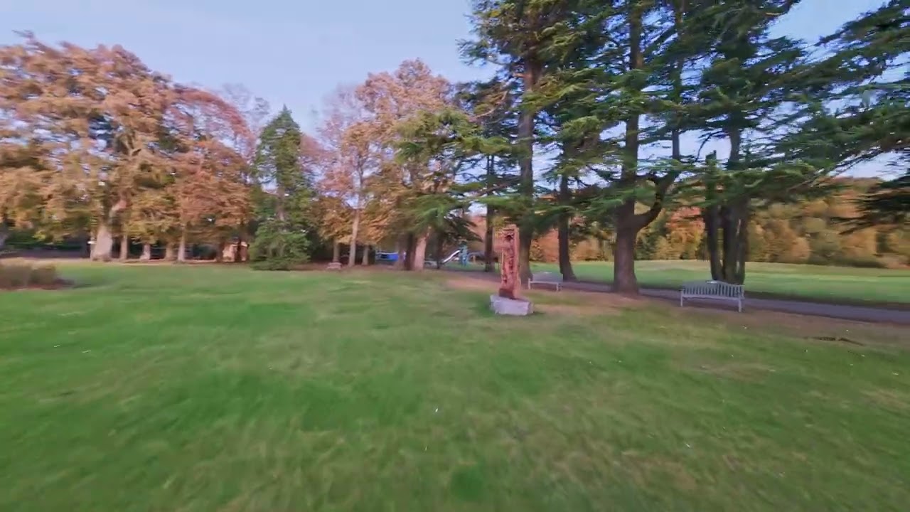 Grant Park , Forres, Moray.  Drone flight around the park with Autumn colours