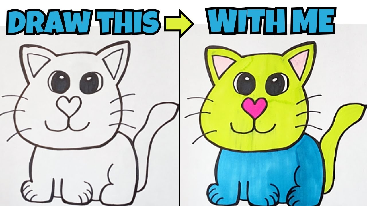How to Draw a Cute Cat 🐱 | Easy Step-by-Step for Kids