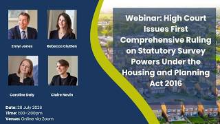 Webinar: Statutory Survey Powers Under the Housing and Planning Act 2016