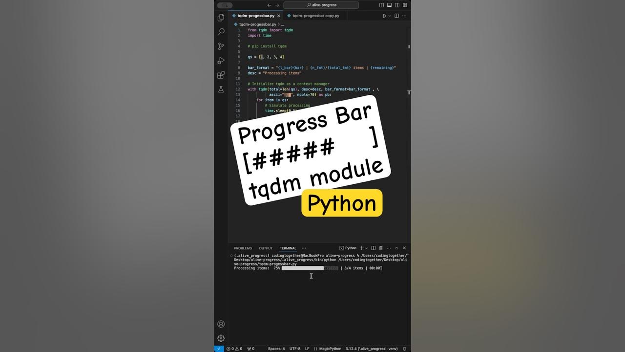 Use tqdm module to add a Progress Bar in Python? - YouTube