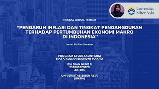 PENGARUH INFLASI & TINGKAT PENGANGGURAN TERHADAP PERTUMBUHAN EKONOMI MAKRO  DI INDONESIA #jurnal
