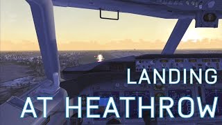 FSX Heathrow Landing at Dawn | Cockpit + Tower View