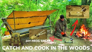 Solo Overnight Building a Bushcraft Shelter and Melting Aluminum In the Woods and Bacon Bison Chili