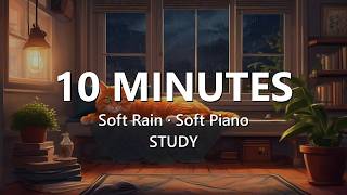 10 Minutes of Soft Rain & Piano for Study 🐈 Cat on a Rainy Window Seat | Calm Clock screenshot 5