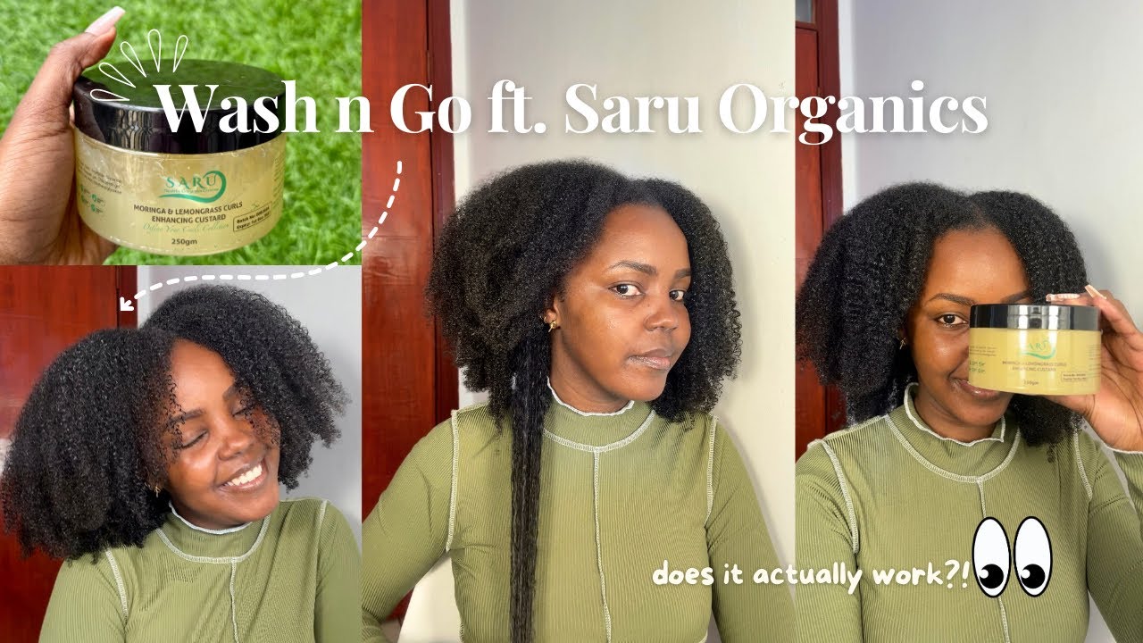 NO GEL Wash & Go on Natural Hair I Saru Organics Curling Custard Review