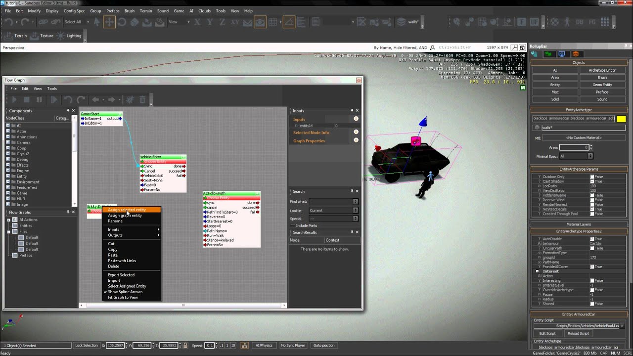 Crychinima 14 -- Flow Graph Example - Driving Vehicles