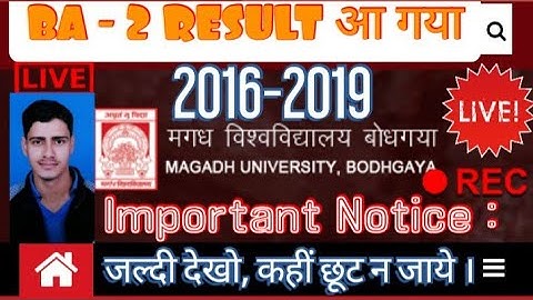 Ba part 2 result | Magadh University | 2016-2019