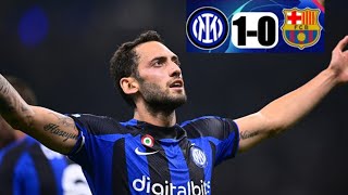 INTER gana al BARCELONA en el Estadio San Siro en la Champions League 2022 ⚽️🏟 | Minutos Finales 1-0