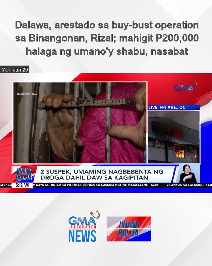 Dalawa, arestado sa buy-bust operation sa Binangonan, Rizal; mahigit P200,000... | Unang Balita