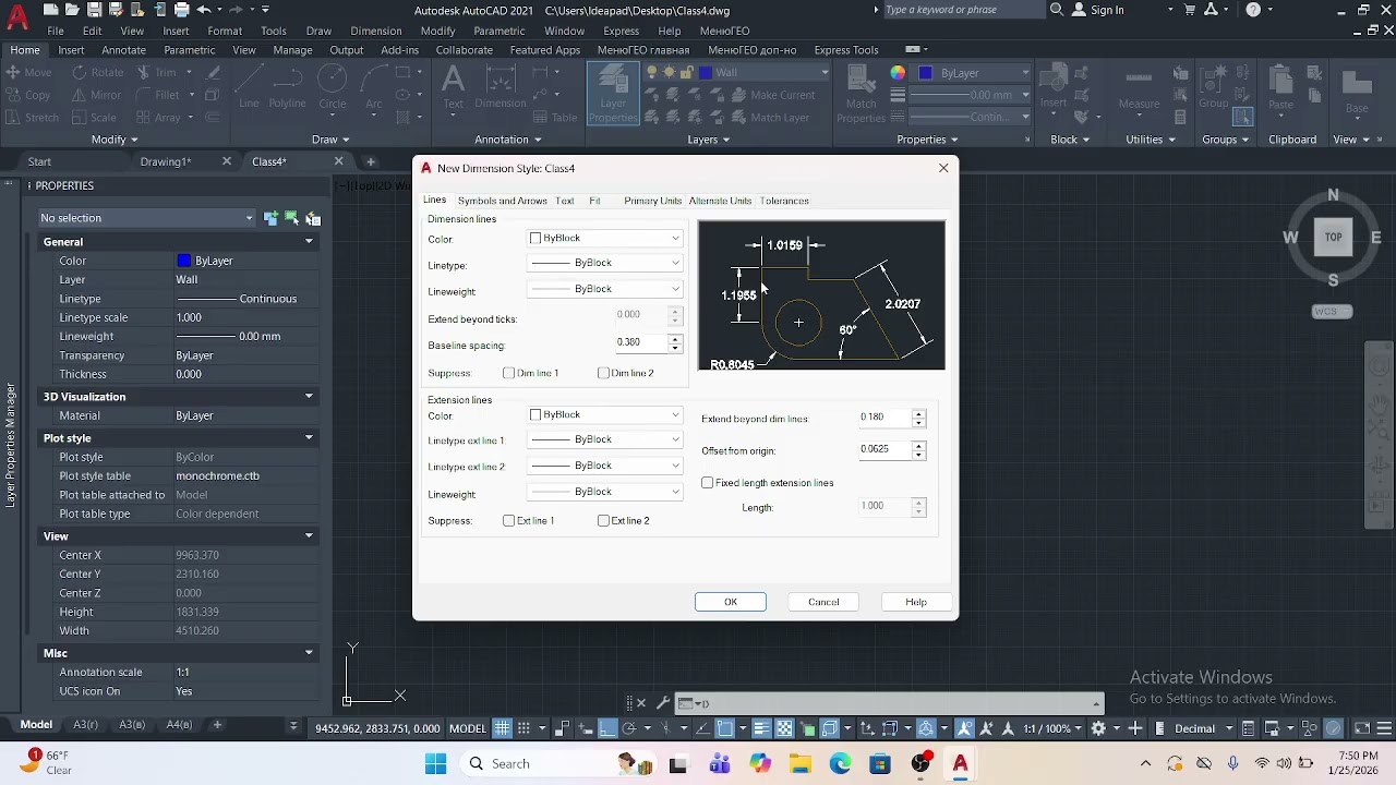 AutoCAD Tutorial, Dimension Style ,  Class 4