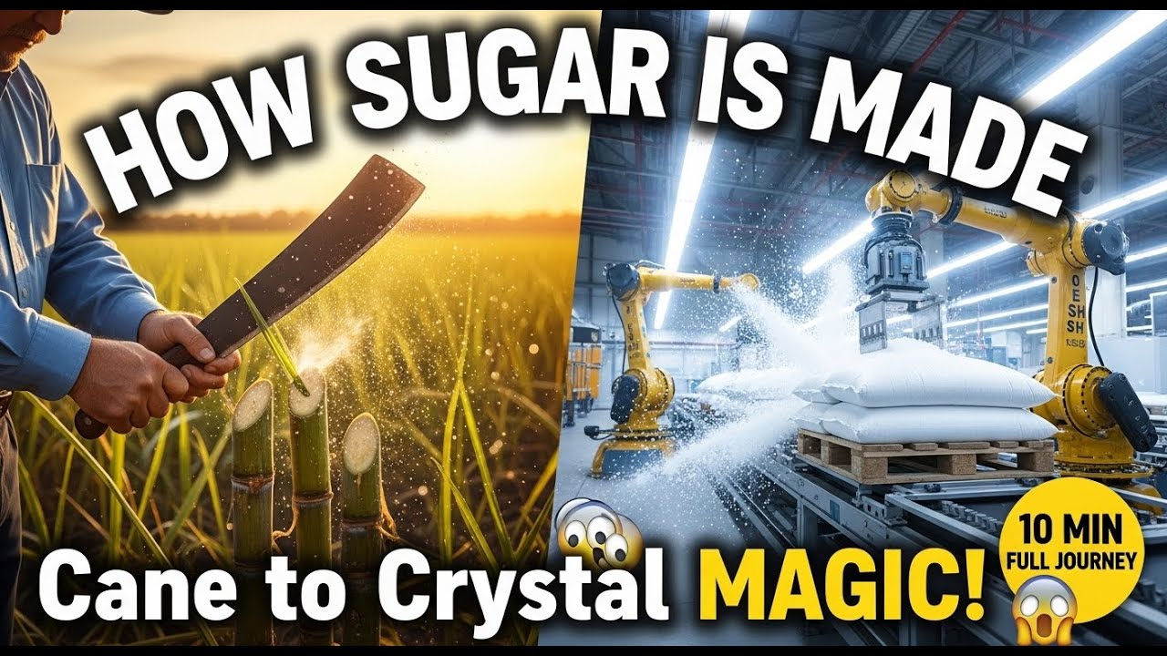How Sugar Is Made: Cane Fields to Crystal Perfection 😲😱 (Full Factory Journey)