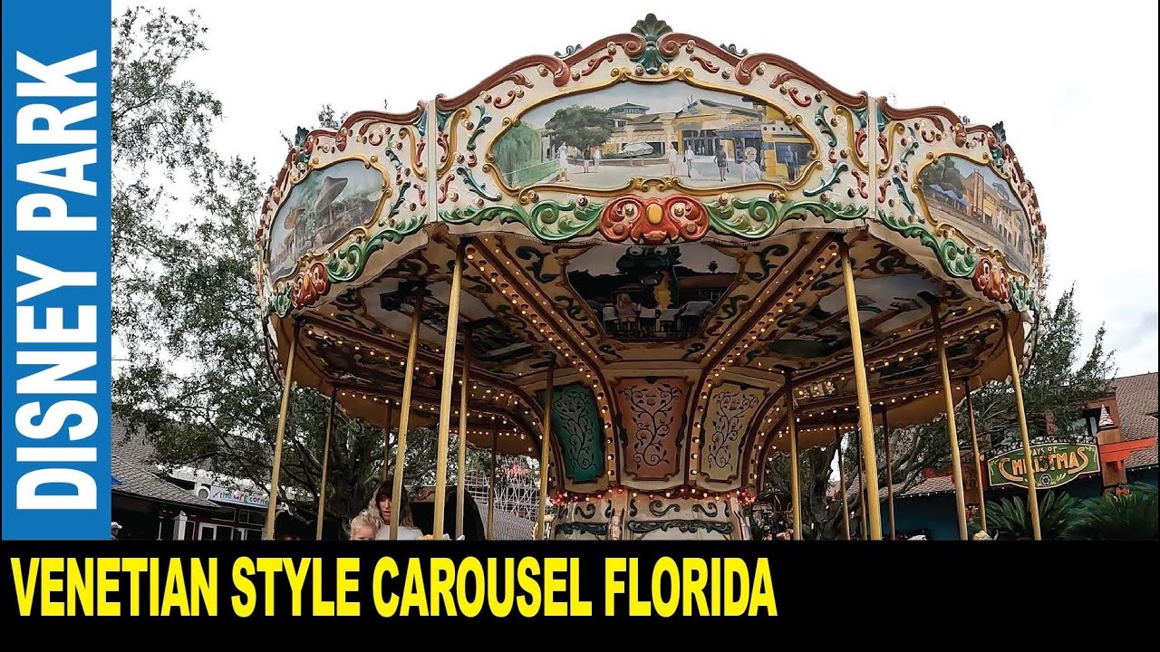 Venetian-style carousel in Disney Springs Park Orlando Florida 16 handcrafted horses | Jarek in USA