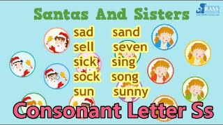 Consonant Letter Ss | Related words |Phonics Reader| Santas and Sisters | EFL | Go Phonics 1B Unit18